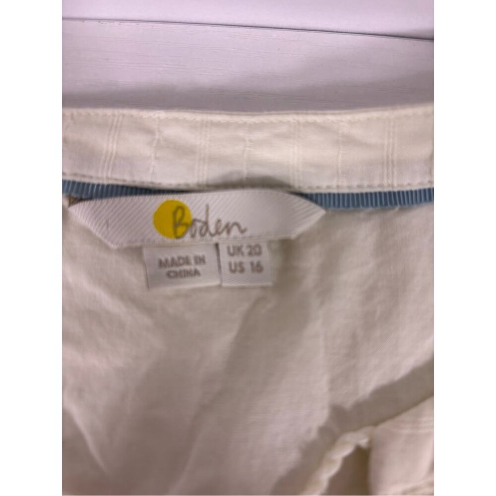 Boden Ivory Scallop Embroidered Tunic Top Neon Trim US 16 - Picture 4 of 7